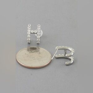 H Crystal Earrings- Silver